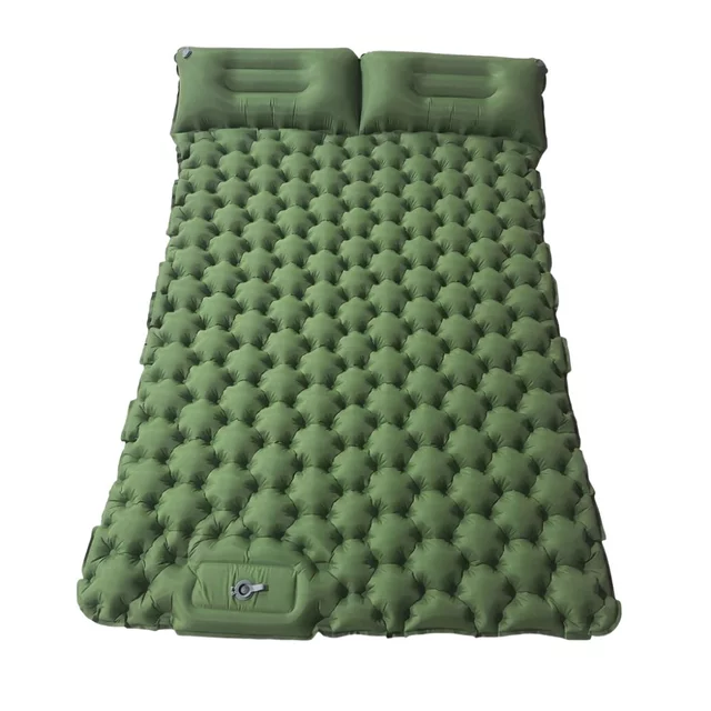Doppel-Luftmatratze mit integrierter Pumpe inSPORTline Faustea 192x125x8 cm - grau - grün