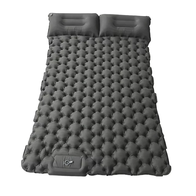 Doppel-Luftmatratze mit integrierter Pumpe inSPORTline Faustea 192x125x8 cm - grau - grau