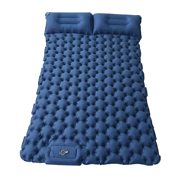 Doppel-Luftmatratze mit integrierter Pumpe inSPORTline Faustea 192x125x8 cm - grau - blau