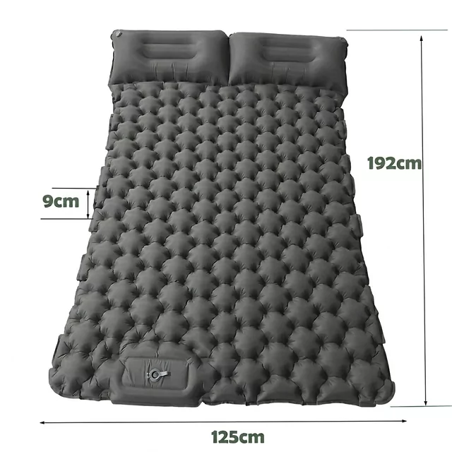 Doppel-Luftmatratze mit integrierter Pumpe inSPORTline Faustea 192x125x8 cm - grau