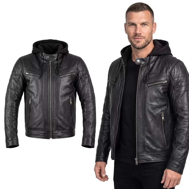 W-TEC Murayo II Leder-Motorradjacke - schwarz