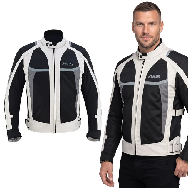 Herren-Sommer-Motojacke BOS Libera - neon - Grau