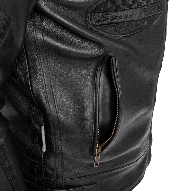 Herren Leder Motorradjacke W-TEC Urban Noir - schwarz