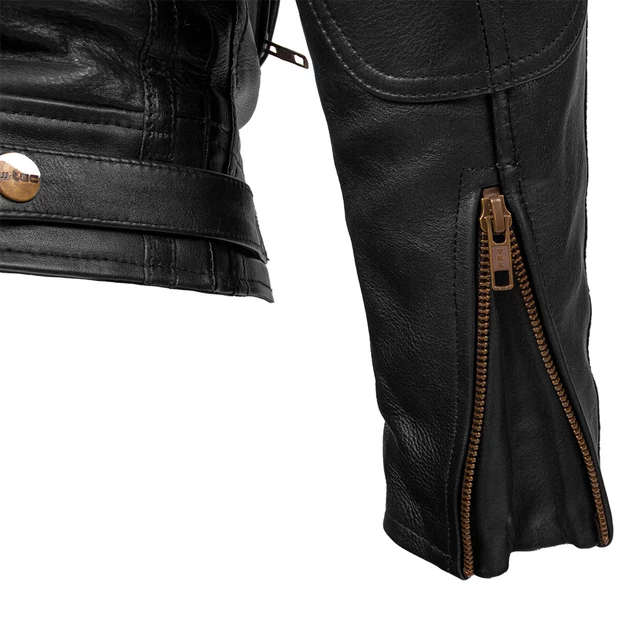 Herren Leder Motorradjacke W-TEC Urban Noir - schwarz