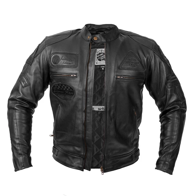 Herren Leder Motorradjacke W-TEC Urban Noir - schwarz