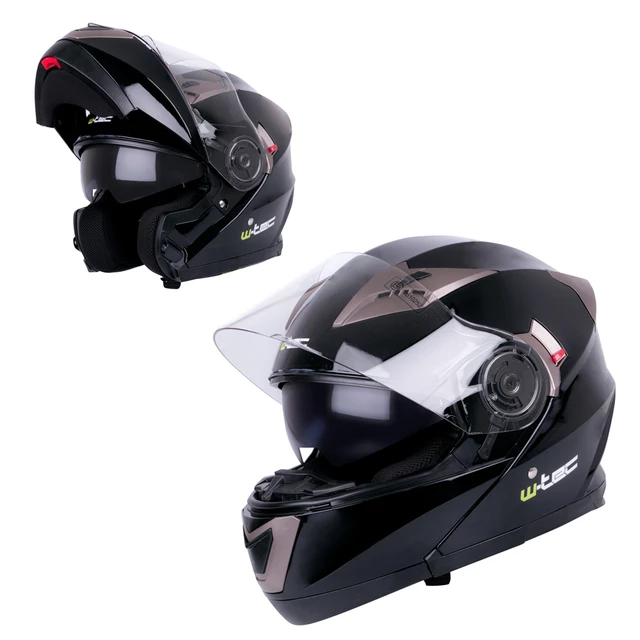 W-TEC YM-925 Klapphelm - Pure Matt Black - Black-Bronze