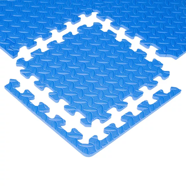 Puzzlematte inSPORTline Famkin (12 Fliesen, 18 Kanten) - mocha mousse - blau
