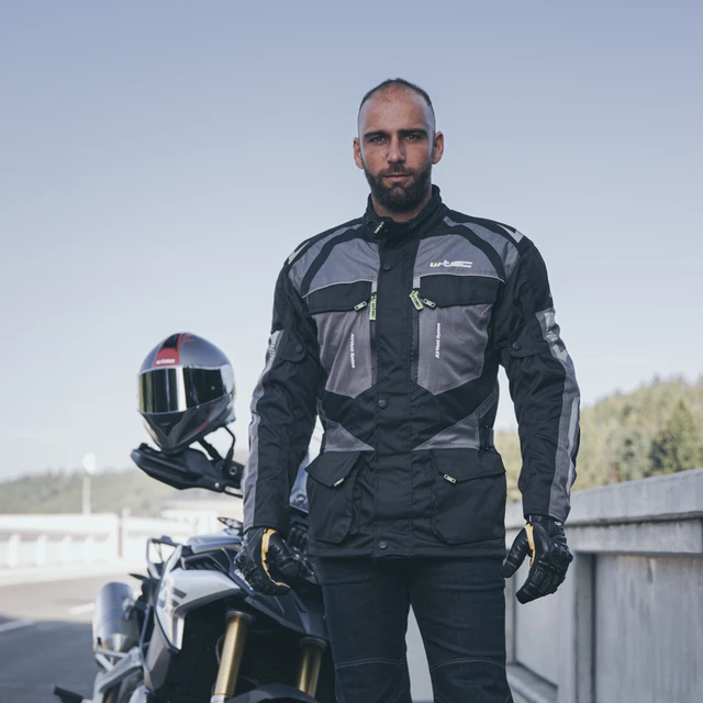 W-TEC Burdys Evo Herren-Motorradjacke - schwarz-grau-rot