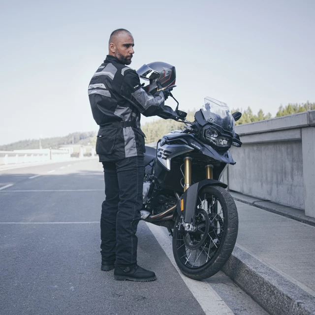 W-TEC Burdys Evo Herren-Motorradjacke - schwarz-grau-rot