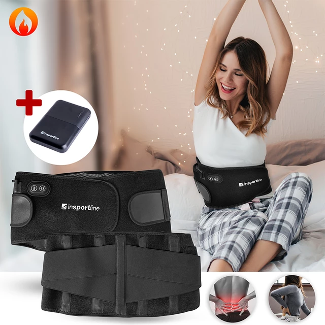inSPORTline eHeatage Beheizter Massage-Lendengürtel mit 5 000 mAh Powebank