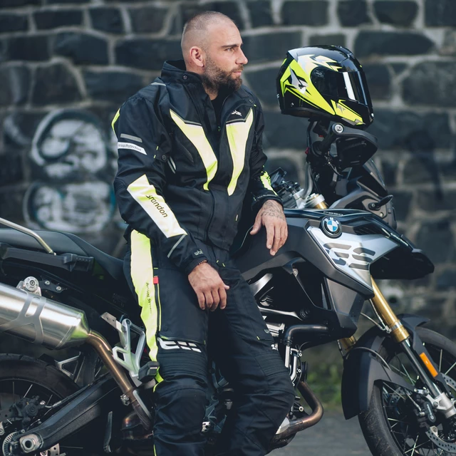 W-TEC Brandon Herren Motorradjacke - schwarz-grau-orange