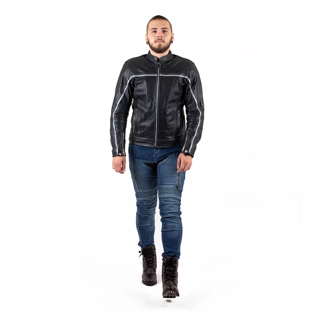 W-TEC Mathal Leder Motorradjacke - schwarz