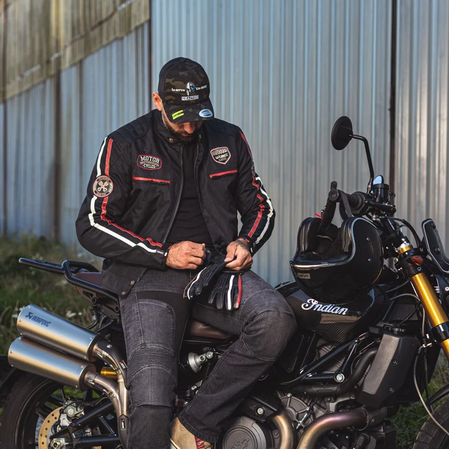 W-TEC Classic Motorradhandschuh - White Bones Schwarz