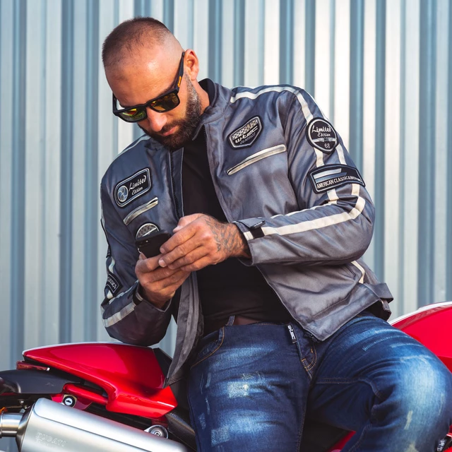 W-TEC Patriot Herren Textiljacke - grau
