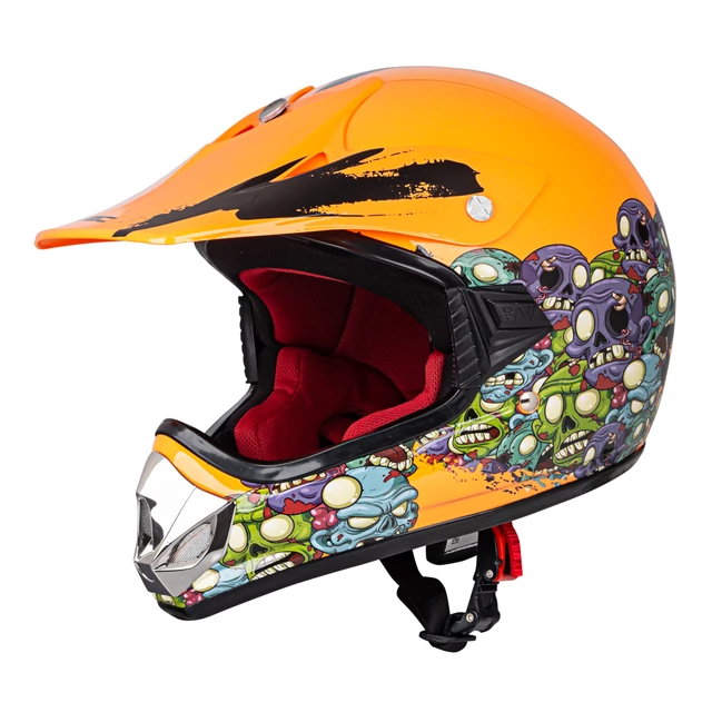 Kinder Motorradhelm W-TEC V310 - Ghost Dot - Zombie-Neonorange