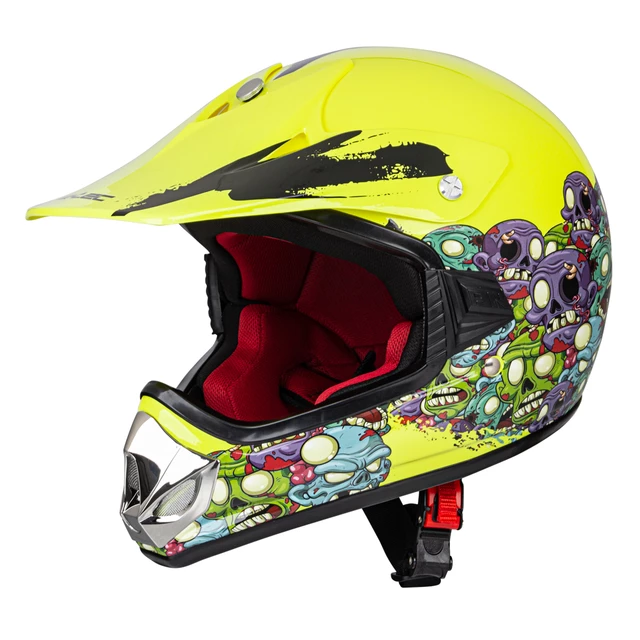 Kinder Motorradhelm W-TEC V310 - Ghost Dot - Zombie-Neongrün