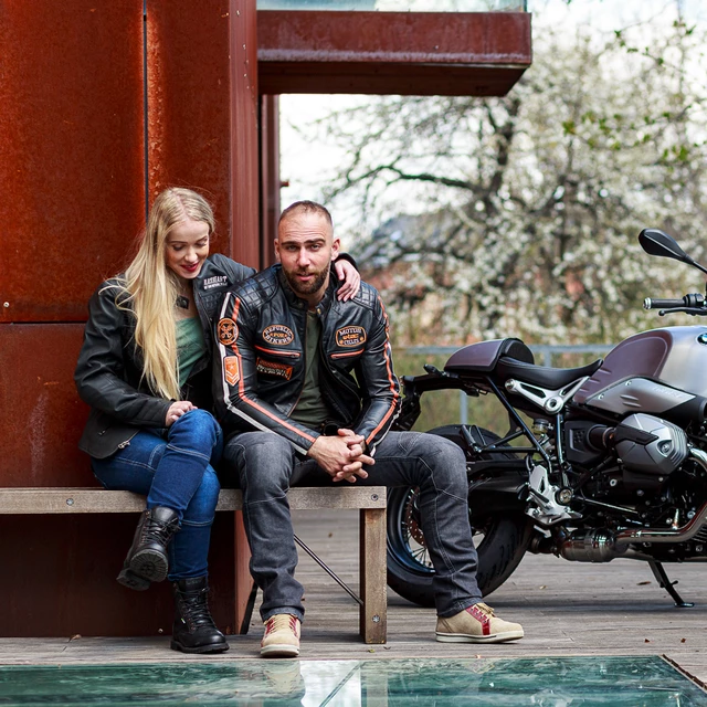 Herren Ledermotorradjacke W-TEC Sheawen Antique - schwarz