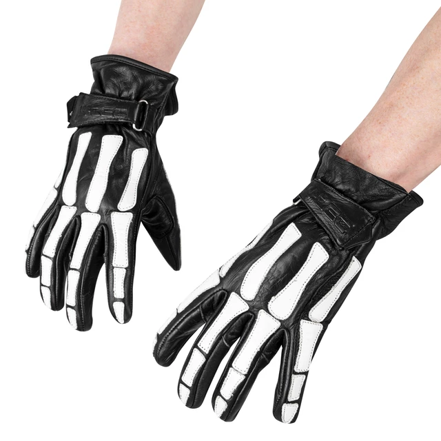 W-TEC Classic Motorradhandschuh - White Bones Schwarz