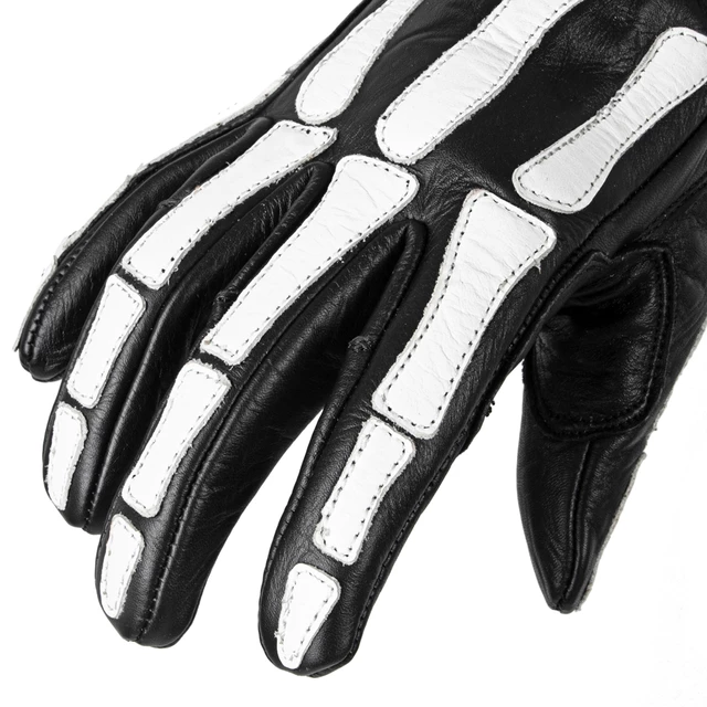 W-TEC Classic Motorradhandschuh - White Bones Schwarz