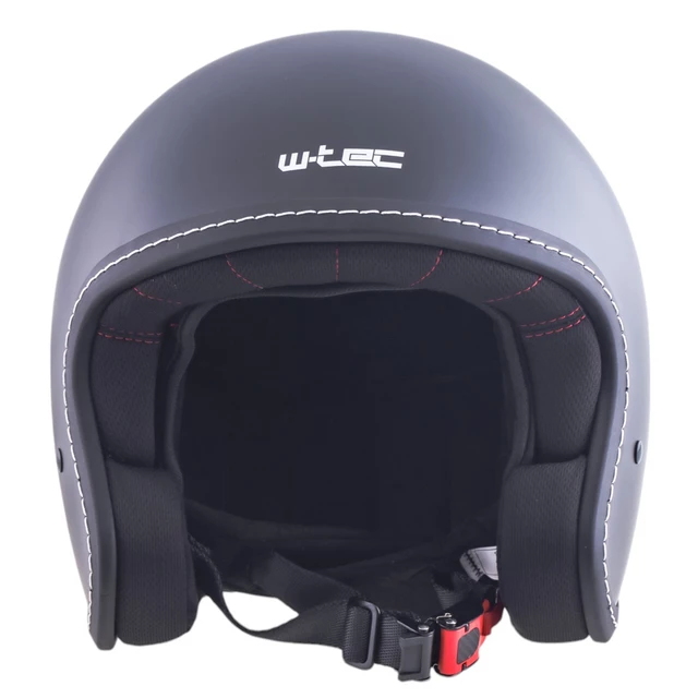W-TEC Badachos Chopper-Helm mit Steamrust-Schutzbrille - mattschwarz