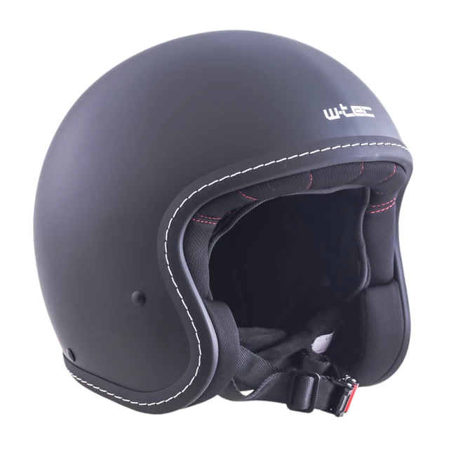W-TEC Badachos Chopper-Helm mit Steamrust-Schutzbrille - mattschwarz