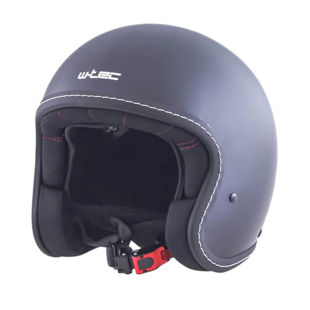 W-TEC Badachos Chopper-Helm mit Steamrust-Schutzbrille - mattschwarz