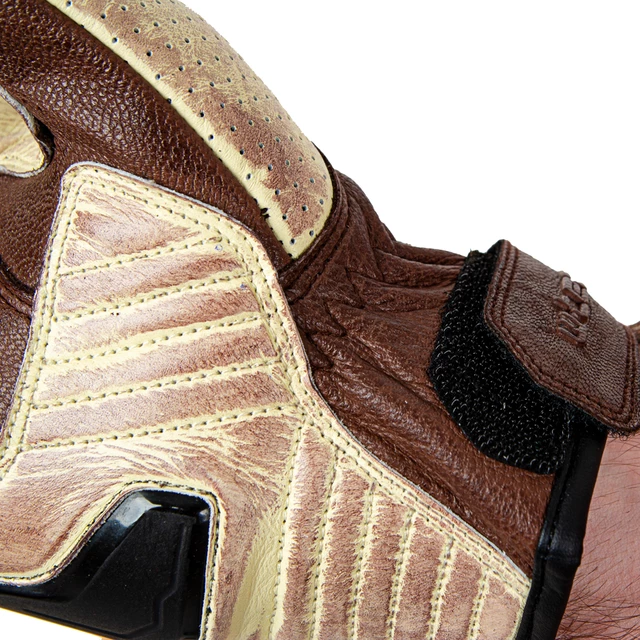 W-TEC Retro Leder Motorradhandschuhe - braun-beige