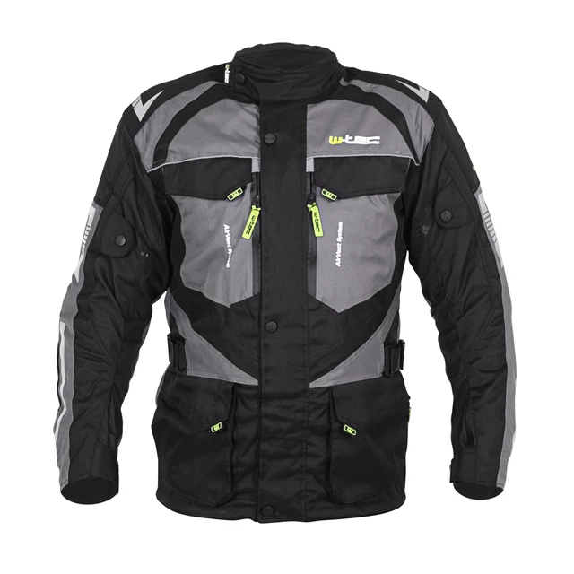 W-TEC Burdys Evo Herren-Motorradjacke - schwarz-grau-rot - schwarz-grau