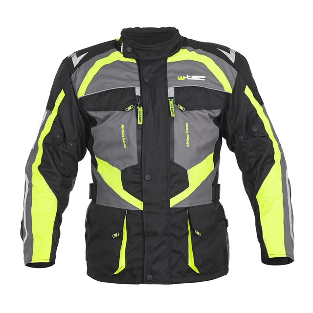 W-TEC Burdys Evo Herren-Motorradjacke - schwarz-grau-rot - schwarz-grau-grün