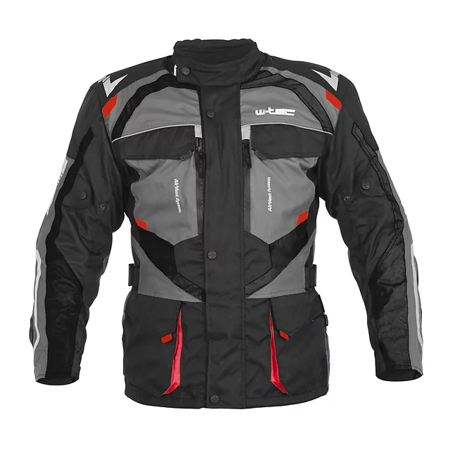 W-TEC Burdys Evo Herren-Motorradjacke - schwarz-grau-rot
