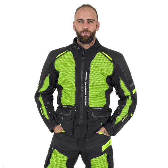 W-TEC Aircross Motorradjacke - schwarz-fluo gelb