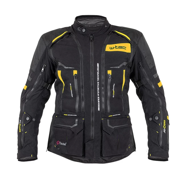 W-TEC Aircross Motorradjacke - schwarz-fluo gelb - Schwarz - Gold