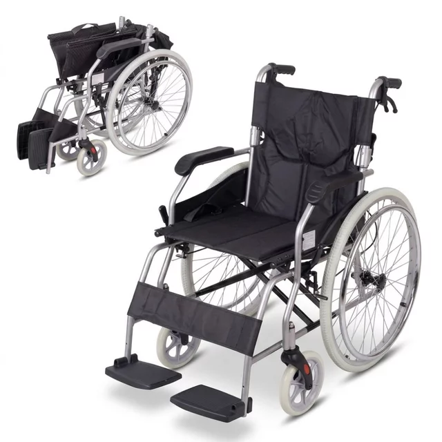 Mechanischer Klapprollstuhl inSPORTline Jakesully, leicht, mit hellen Rädern • 13 kg • bis 100 kg