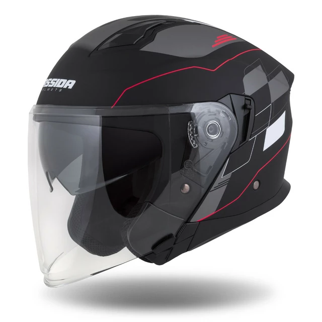 Cassida Jet Tech RoxoR Motorradhelm schwarz matt/weiß/rot/grau - L(59-60)