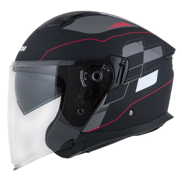 Cassida Jet Tech RoxoR Motorradhelm schwarz matt/weiß/rot/grau - L(59-60)