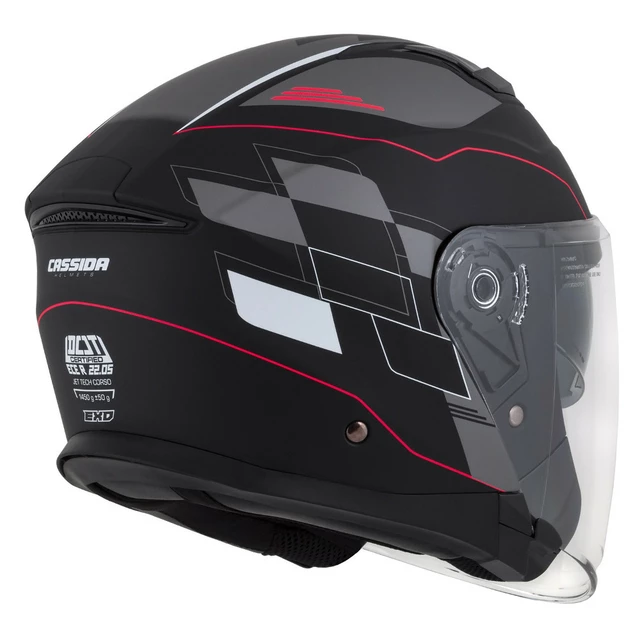 Cassida Jet Tech RoxoR Motorradhelm schwarz matt/weiß/rot/grau - L(59-60)