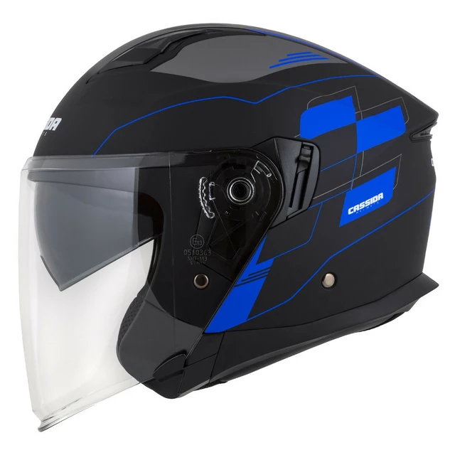 Cassida Jet Tech RoxoR Motorradhelm schwarz matt/blau/grau/weiß - L(59-60)
