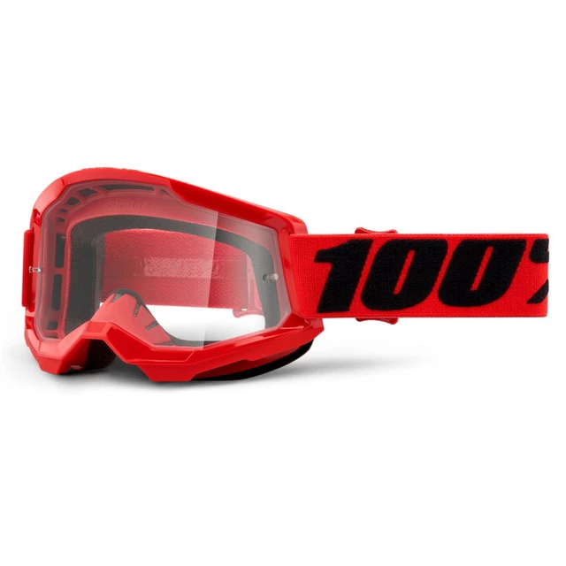100% Strata 2 Motocross-Brille - Summit türkis-rot, klares Plexiglas