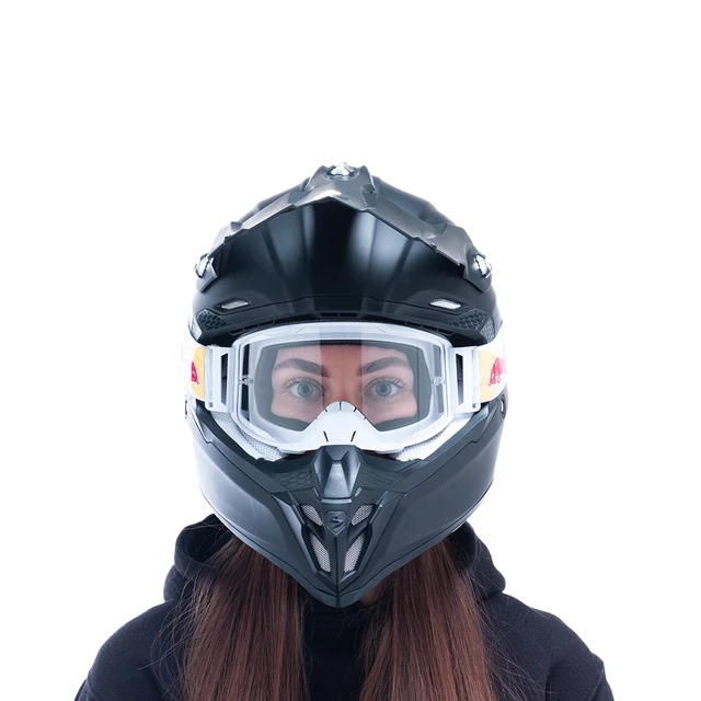 Motocross-Brille RedBull Spect Strive Panovision, weiß matt, klares Plexiglas