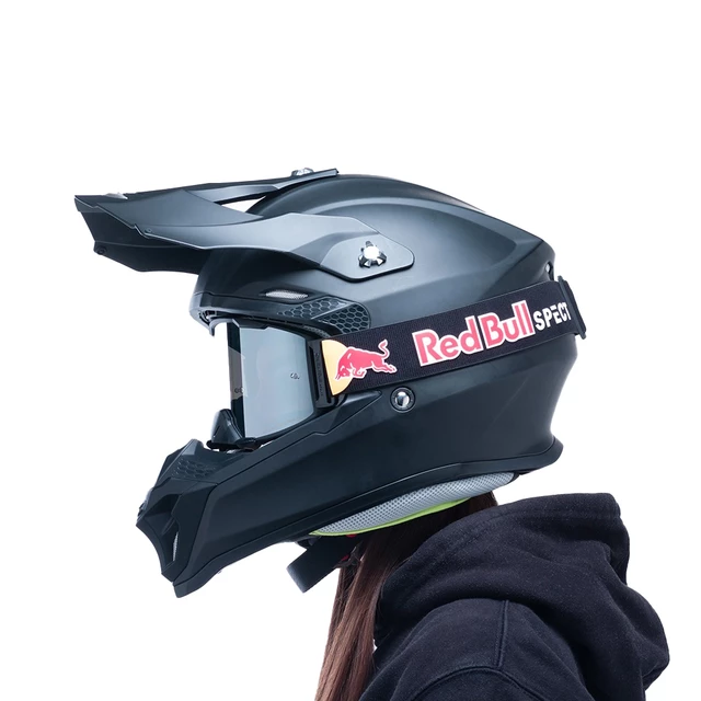 Motocrossbrille RedBull Spect Strive Panovision, schwarz matt, silber verspiegeltes Plexiglas