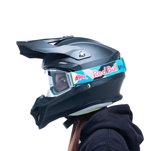 Motocrossbrille RedBull Spect Strive Panovision, hellgrau matt, rauchfarbenes Plexiglas