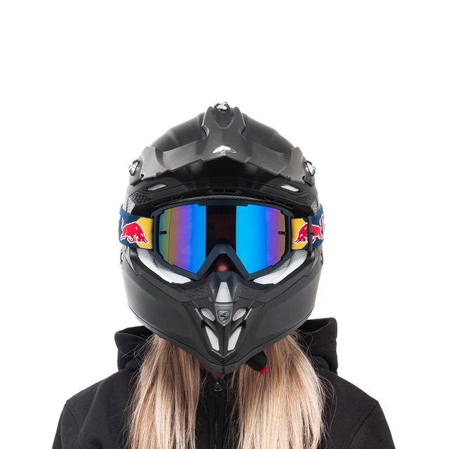 Motocross-Brille RedBull Spect Whip, blau matt, spiegelblaues Plexiglas