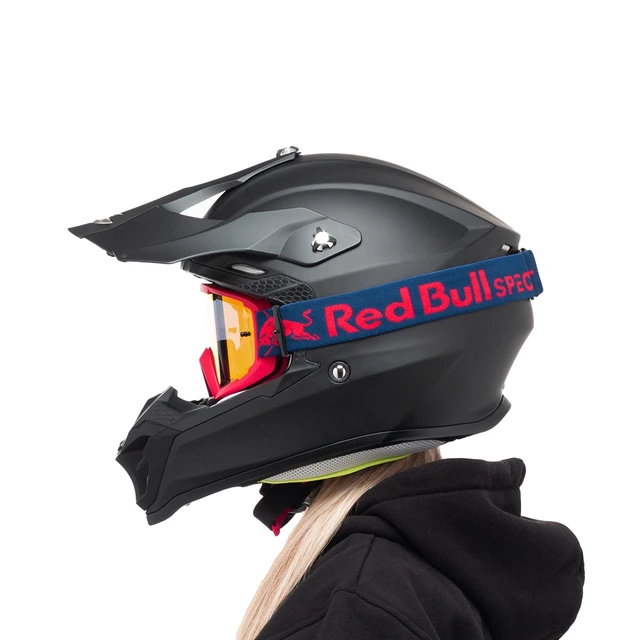 Motocrossbrille RedBull Spect Whip, rot matt, rot verspiegeltes Plexiglas