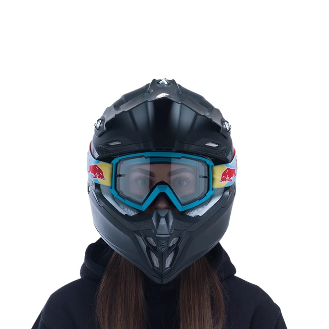 Motocross-Brille RedBull Spect Whip, neonblau, klares Plexiglas