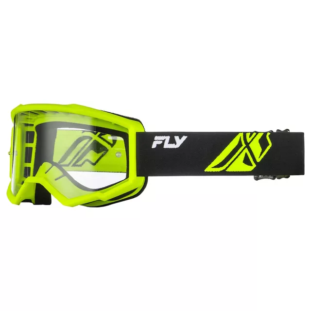 Kinder-Motocross-Brille Fly Racing Focus Youth - černá/bílá, čiré plexi - černá/hi-vis, čiré plexi