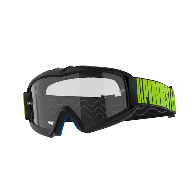 Alpinestars Vision Youth Kinder Motocrossbrille - Hollow černá antracit/žlutá fluo, čiré plexi