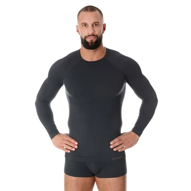 Herren Brubeck Active Wool Langarm-T-Shirt - marineblau - Graphite