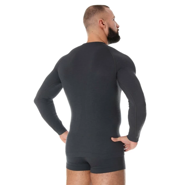 Herren Brubeck Active Wool Langarm-T-Shirt - marineblau