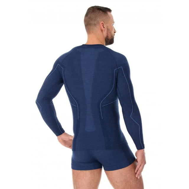 Herren Brubeck Active Wool Langarm-T-Shirt - marineblau