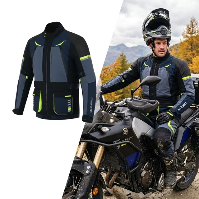 W-TEC Modock Motorradjacke - schwarz-blau - schwarz-blau